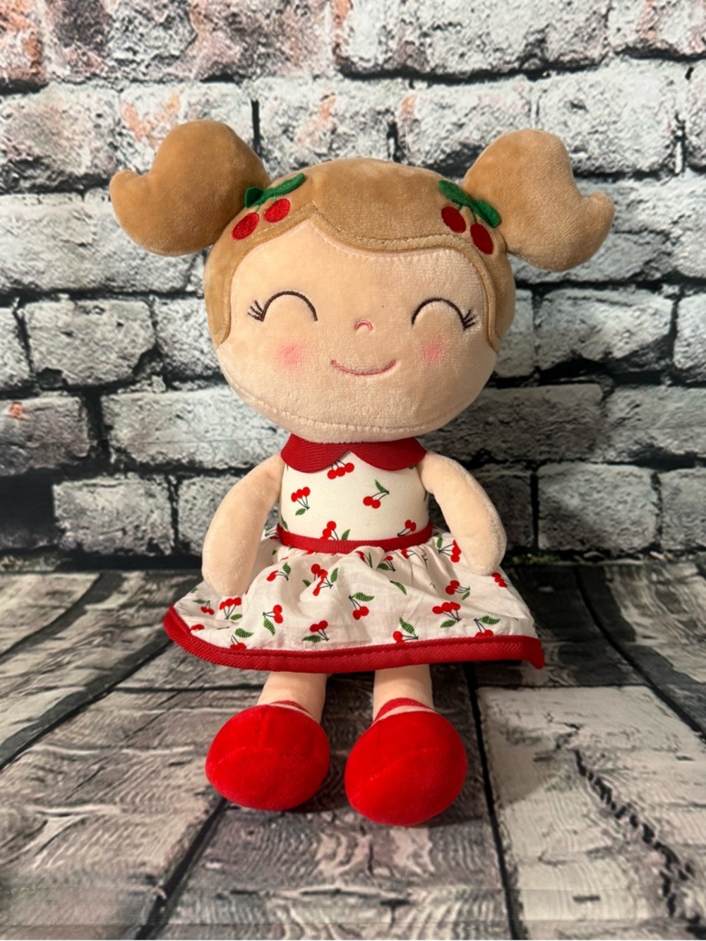 Gloveleya Baby’s First Doll 11” Plush With Cherry Dress (PL-08)